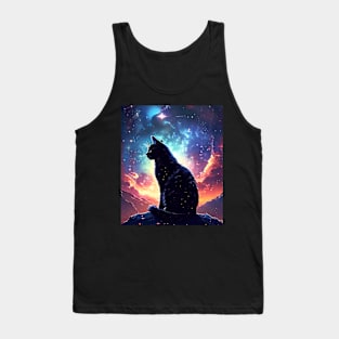 Cute Cat Galaxy, Graphic Design With Animals Tank Top